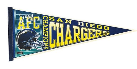 Discover Vintage 1994 San Diego Chargers AFC Champions  Inch Football Pennant