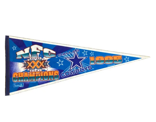 Vintage 1995 Dallas Cowboys NFC Champions Super Bowl 30 Pennant