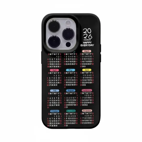 Discover Casing iPhone 11-17 Calendar 2026 | Soft Black Silicone Shockproof Phone Case