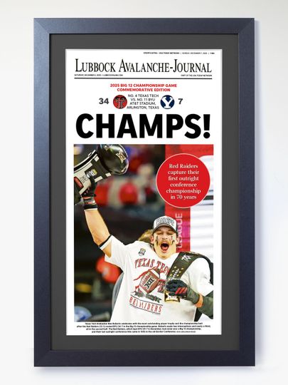 Discover 2025 Big 12 Championship "CHAMPS!" Texas Football 347 vs BYU Football Unframed Newspaper