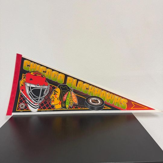 Discover Chicago Blackhawks NHL vintage pennant from 1990s