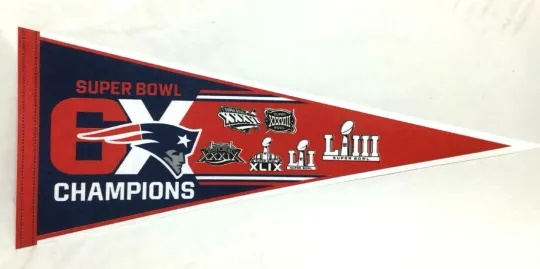 6 Time 6x Superbowl World Champions New England Patriots Pennant