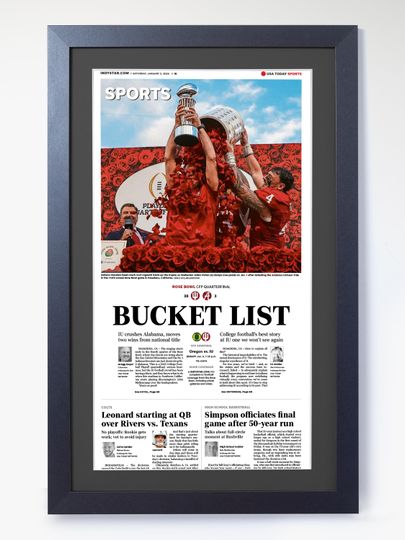 2025 Indiana Football - Bucket List  Rose Bowl Domination vs Albm Football Unframed Newspaper Style Poster