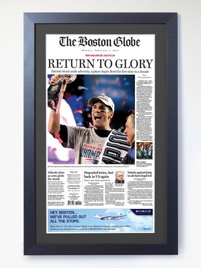 Discover 2015 New England Patriots  Return to Glory  Super Bowl Champions vs Seahawks Framed Newspaper