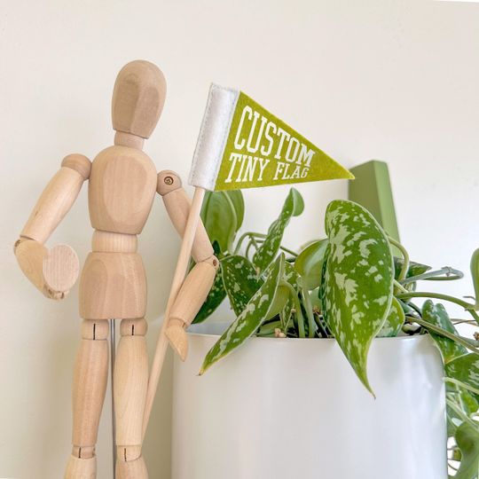 Discover CUSTOM Tiny Pennant | Miniature Personalized Felt Flag on a Stick | Cake Topper, Party Favor | 2.5 x 4 inches