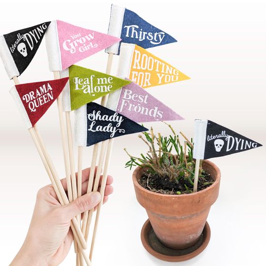 Discover Mini Plant Flags: Tiny Felt Pennants on a Wood Stake