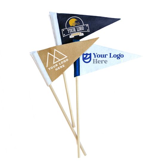 Discover Custom Logo Pennants- Promotional Bulk Mini Flags for Business, Teams or Schools