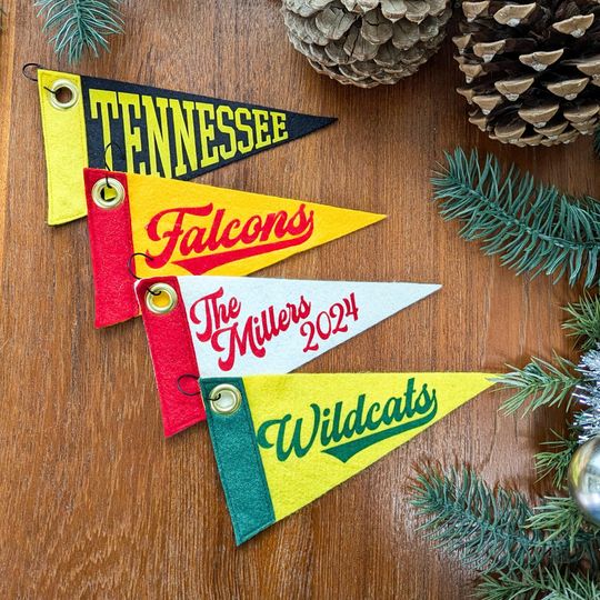 Discover Custom Mini Pennant Ornament | Sports, Family Name, Team or School Spirit Christmas Tree Decor