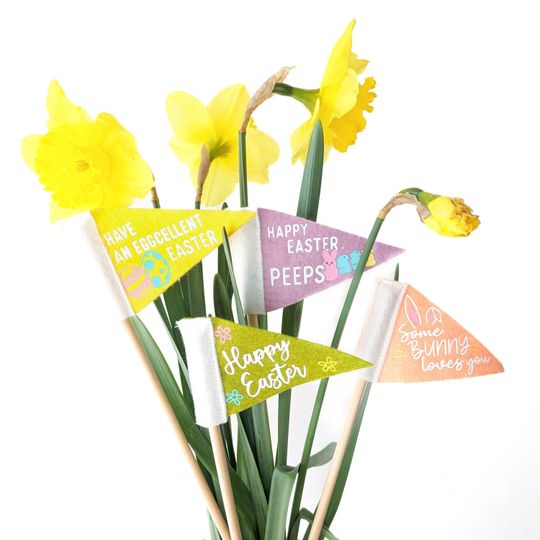 Discover EASTER Basket Tiny Pennants | Mini Flags on a Stick | For Decor, Gifts, Floral Bouquets, Houseplants or Goodie Bag
