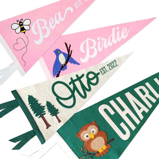 Discover Custom Applique Felt Pennant: Nursery & Home Decor with Personalized Design
