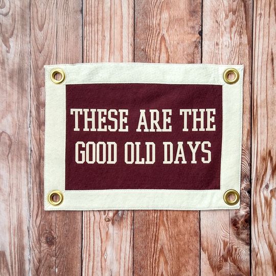 Discover These Are The Good Old Days Camp Flag | Rectangle Banner Wall Hanging | Nursery, Kids Room Decor