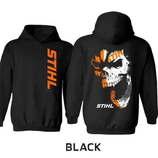Discover Retro Stihl Skull Hoodie, Fleece Lined Tactical, Classic Arborist Safety Gear