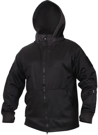 Discover Black Tactical Fleece Hoodie Sweatshirt Covert Zipper Jacket Multi-Pocket Police