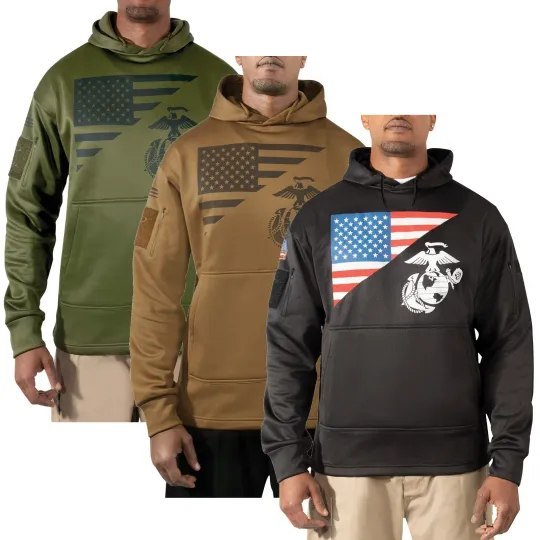 Discover Men's US Flag USMC Logo CCW Hoodie Rothco Tactical Sweatshirt
