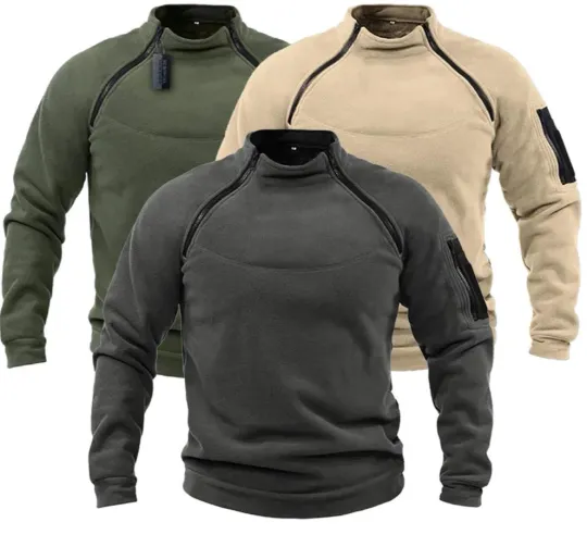 Discover Men’s Tactical Fleece Pullover Mock Neck Military Outdoor Windproof Hoodie