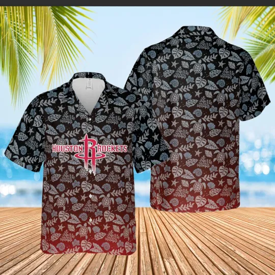Discover Houston Team Hawaiian Shirt, palm trees and an ocean, NBA Team
