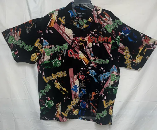 Discover NBA Hawaiian Men’s Button Up  Shirt Size 2XL 100% Polyester