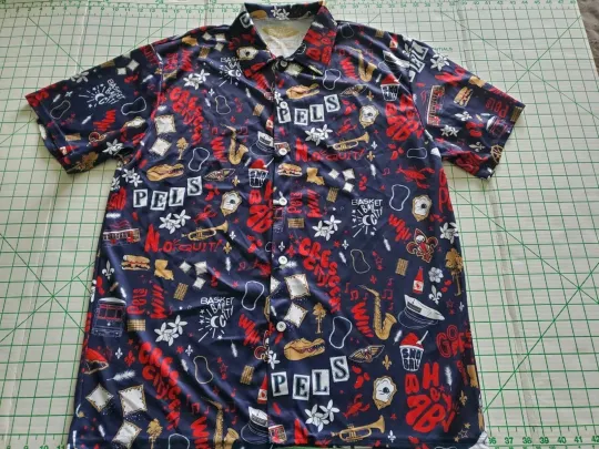 NBA New Orleans Pelicans Hawaiian Mens Collared Button Shirt XL All Over Print