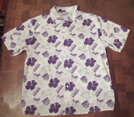 Discover Sacramento Kings NBA basketball button-front Hawaiian shirt LARGE