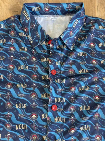 New Orleans Pelicans Button Down Hawaiian Shirt NBA Size Medium M