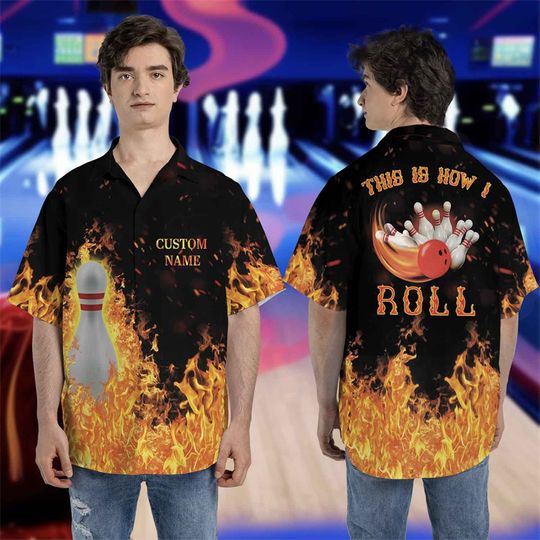 Discover Personalized Custom Name Bowling Team Shirts For Men Clothes Fashion Sport Club Lapel Blouse Hawaiian Ball Short Sleeve Blouses