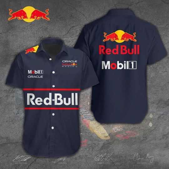 Discover Summer Red Bull Racing Team 3D Printed Outdoor Hawaiian Shirt Casual Fashion Men's Short Sleeve Shirt S-5XL
