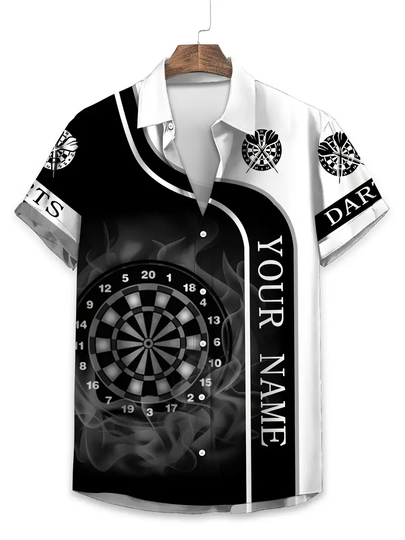 Discover 3D Darts Printed Hawaii Shirts For Men Fashion Custom Name Team Name Jersey Short Sleeve Dart Polo Shirt 2025 Lapel Button Tees