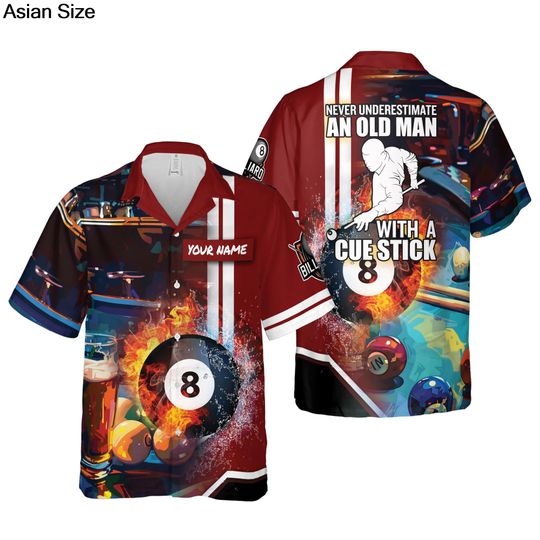 Discover Personalized 8 Ball Billiard Hawaiian Shirt Billiards Team Shirt Button Down Billiards Shirt Gift For Snooker Lovers Player Gift