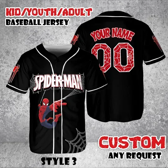 Discover Personalize Spider Man Baseball Jersey, Custom Kids Youth Adult Disney Jersey, Birthday Gift Family