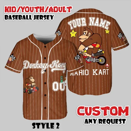 Custom Donkey Kong Baseball Jersey, Nintendo Fan Apparel