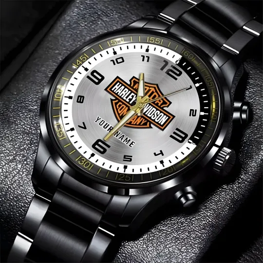 Discover Customized Harley---Davidson Black Stainless Steel Hand Watch For Fan