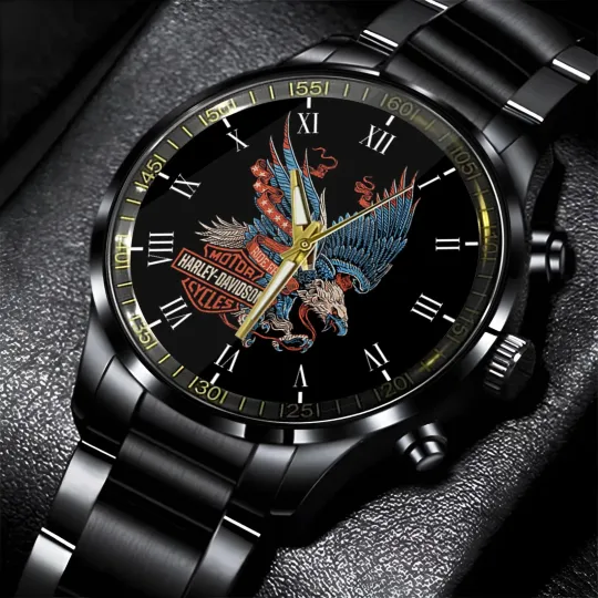 Discover Harley Racing Davidsonn Motor Men Black Stainless Steel Watch Gift