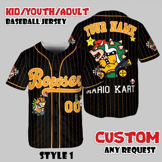Discover Custom Bowser Baseball Jersey, Game Villain Shirt