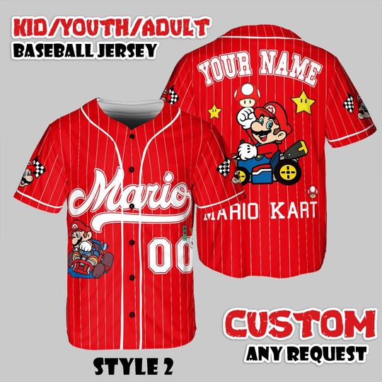 Discover Custom Super Mario Baseball Jersey, Funny Video Game Shirt