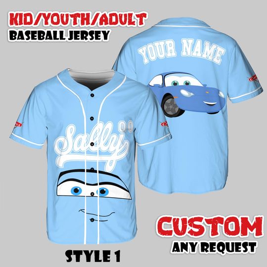 Discover Personalized Sally Carrera Baseball Jersey, Custom Disney Pixar Cars Jersey Shirt