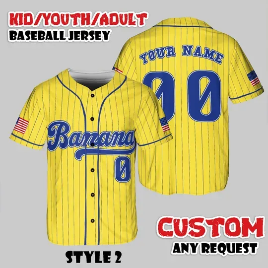 Discover Personalized Bananas Team Baseball Jersey, Let's Go Bananas Shirt, Gift for Kids
