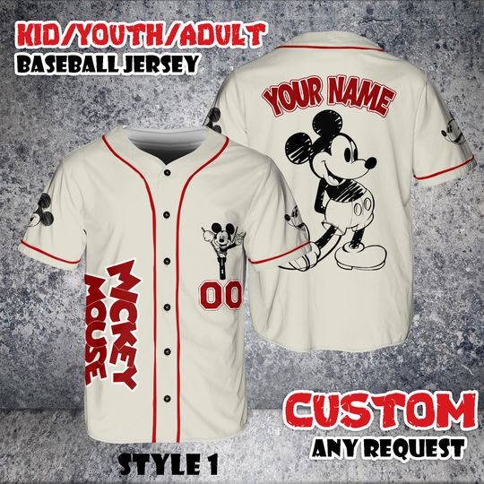 Discover Custom Mickey Baseball Jersey, Disney Mouse Baseball Fan Lover Gift, Family Vacation Matching Outfit