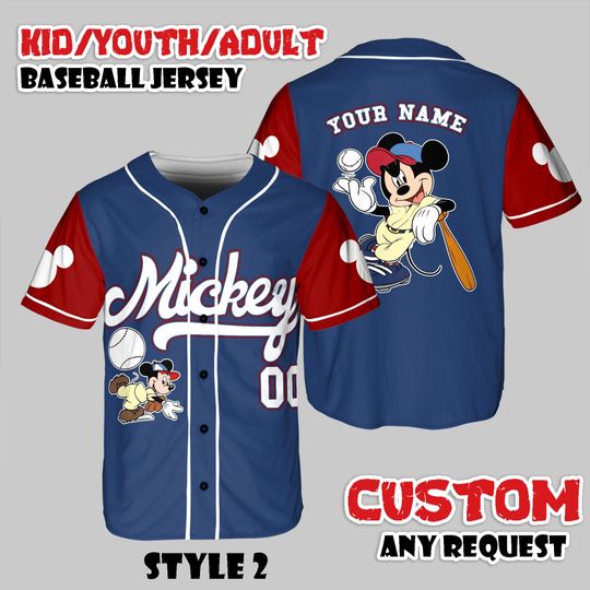 Discover Custom Mickey Baseball Jersey, Disney Mouse Baseball Fan Lover Gift, Family Vacation Matching Outfit