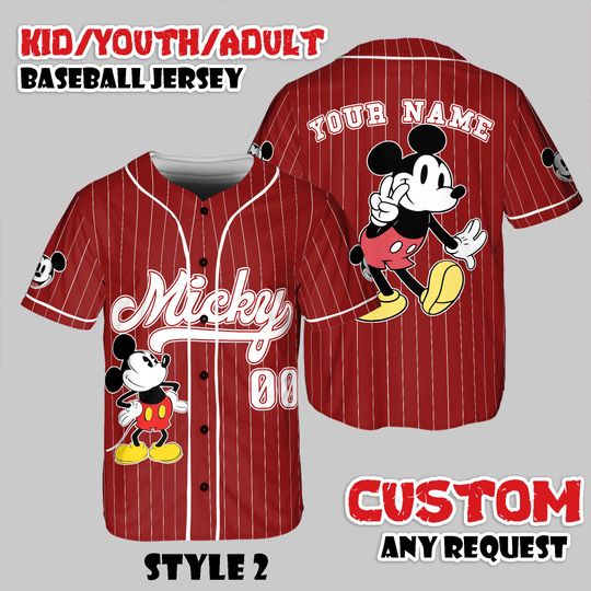 Discover Custom Mickey Baseball Jersey, Disney Mouse Baseball Fan Lover Gift, Family Vacation Matching Outfit