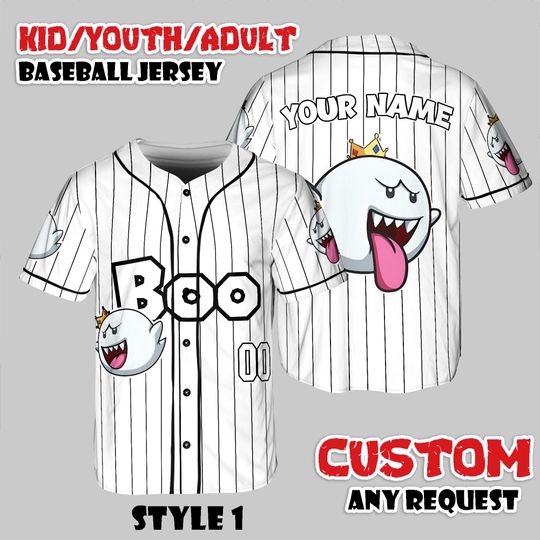 Discover Custom Super King Boo Baseball Jersey, Nintendo Ghost Shirt