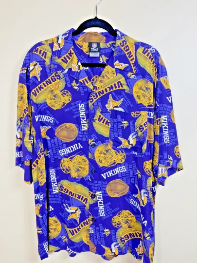 MINNESOTA VIKINGS Men's L  football Team Official HAWAIIAN Logo Print SHIRT CLASSIC
