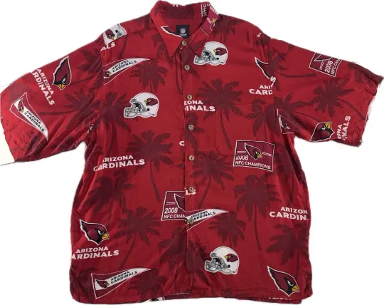 Discover Arizonna Cardinals Hawaiian Shirt XL football Team Apparel 2008 NFC Champions Red AOP