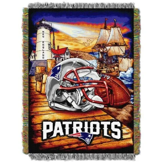 New England Patriots football Woven Tapestry Throw Blanket 48" x 60" Home Field Team