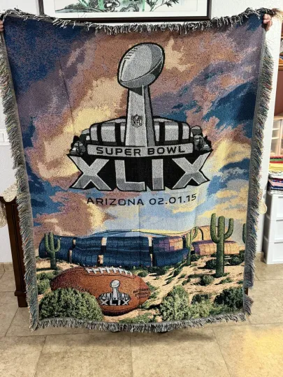 football Super Bowl XLIX FOOTBALL Arizonna 02/01/2015 Woven Tapestry Throw 46" X 60"