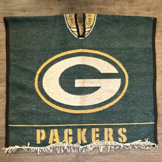 Vintage Green Bay Packers Heavy Woven Poncho Blanket | football Football Logo | 72x42