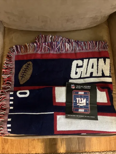 Discover New York Giants Triple Woven Baby Throw Blanket 36” x 46” football NEW