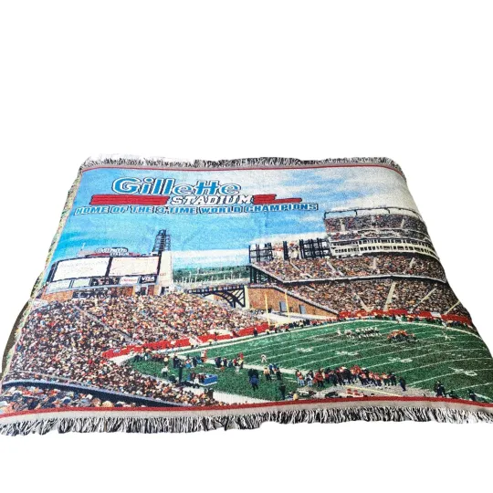 football New England Patriots Football Gillette Stadium World Champions Woven Blanket