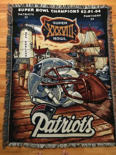2004 Super Bowl Champions New England Patriots 48x60 Woven Tapestry Blanket