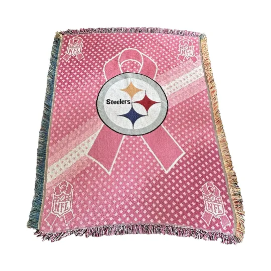 Discover football Pittsburgh Steeler Breast Cancer Crucial Catch Woven Tapestry Throw Pink