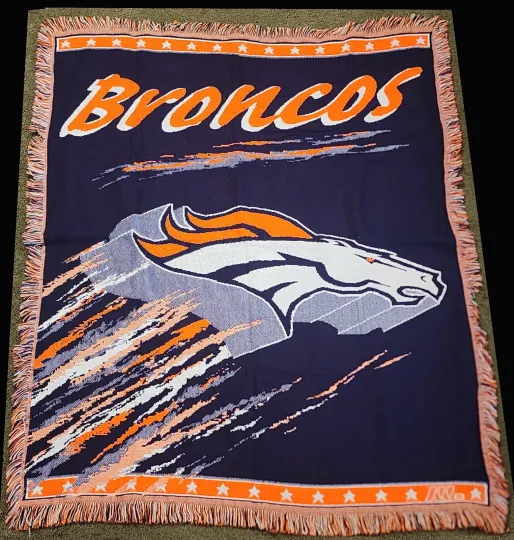 football Denver Broncos Blanket Throw Wall Hanging Triple Woven Jacquard Northwest Co
